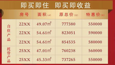 金鑫缤格汇推出5套特价房