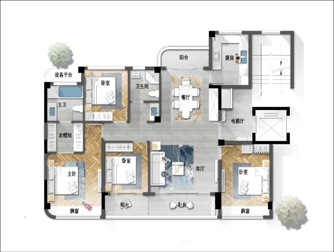 建筑面积约142㎡户型图
