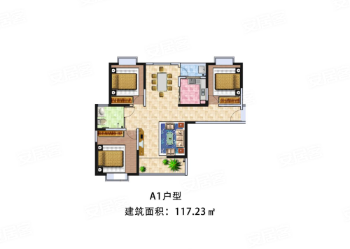3室2厅1卫2阳台