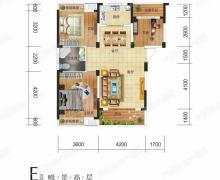 3室2厅1卫1阳台的户型图